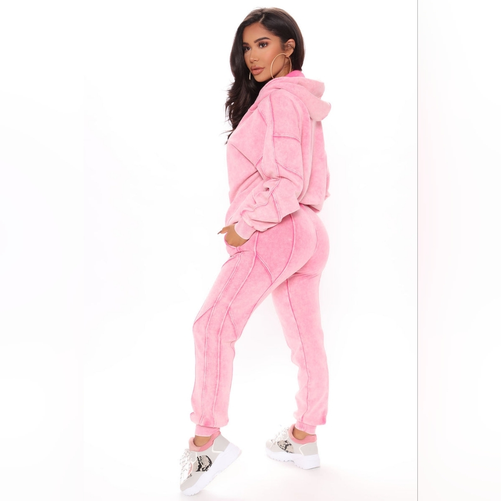 New Fashion Nova Ask Me Anything Matching Sweatshirt Hoodie & Jogger Set Pink 1X - Picture 9 of 10